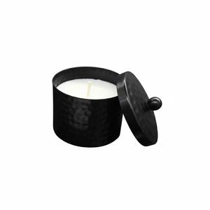 Pot à bougie en métal martelé noir de qualité supérieure avec couvercle, récipient décoratif antique pour bougies, boîte en fer blanc pour la décoration intérieure, vente en gros - Product Image 1