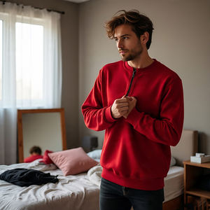 เสื้อแจ็คเก็ตแบบสวมศีรษะสำหรับผู้ชายเสื้อมีฮู้ดปักลายแนวสตรีทผ้าคอตตอน100% มีซิปรูดซิปรูดซิปขึ้นสกรีนลาย - Product Image 5