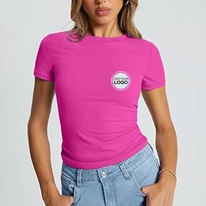 Camisetas de Manga Corta para Mujer, 52% Algodón/48% Poliéster, Corte Clásico, Impresión Personalizada con Logotipo - Product Image 4