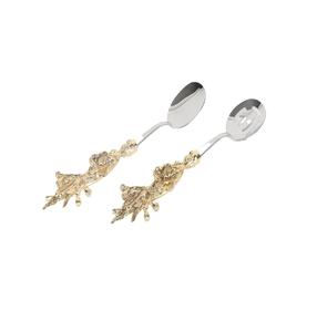 Cuchara de ensalada de acero inoxidable, pieza de diseño de mango de madera grabada, utensilios de cocina para uso en mesa de comedor - Product Image 6