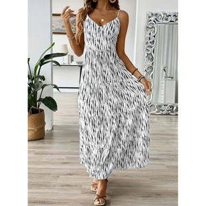 Jane's Women's Sleeveless V-Neck Tie-Back <b>Long</b> Maxi Dress, Relaxed Fit Supreme Knit Fabric, Casual Daily Wear - Product Image 3