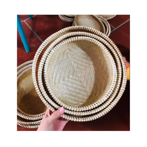 Cesta de bambú auténtica, ideal para trillar y encanto rústico, diseño tradicional para decoración moderna de preparación de granos para el hogar - Product Image 1