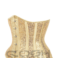 Corset sous le buste à paillettes dorées respirantes personnalisées, Bustier à armatures scintillantes à haute compression, Corset à paillettes brillantes