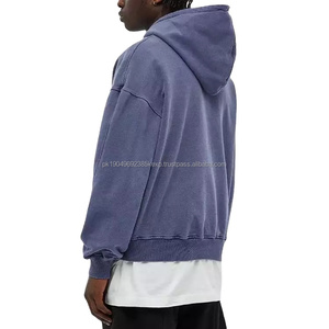 Sudadera con Capucha Corta Vintage para Hombre, Sin Cordones, Lavado Ácido, Estilo Holgado, Algodón Grueso de 400 g/m² - Product Image 2