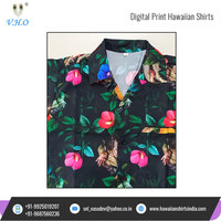 Kemeja Pria Lengan Pendek Motif Bunga Hawaii, Bahan Poplin 100% Poliester, Cetak Digital, Cepat Kering, Bernapas, Harga Terjangkau, Dapat Disesuaikan
