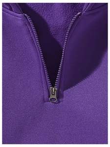 Pull à demi-zip en polaire unie à manches longues, vêtements d'hiver écologiques en coton/polyester au meilleur prix - Product Image 4