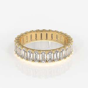 <b>Emerald</b> Cut Moissanite Diamond Eternity Band <b>Ring</b> Sterling <b>Silver</b> Elegant and Durable Wedding Accessory - Product Image 1