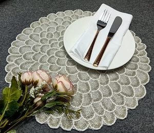 Handcrafted Beautiful <b>Beaded</b> round <b>Placemat</b> for Wedding Christmas Family Gatherings & Parties Table Decoration - Product Image 3