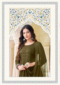 Tissage fantaisie en viscose avec broderie et travail manuel et pur filet dupatta Kurtis - Product Image 3