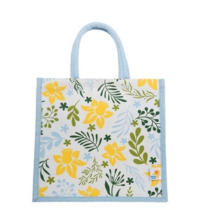 Promotion de gros Emballage en coton écologique et réutilisable sur mesure avec logo Cadeau Shopping Sacs en toile de jute pour femmes - Product Image 6