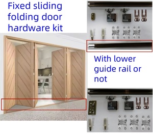 Cố định trượt gấp cửa Hệ thống phần cứng Kit với theo dõi đường sắt Phụ kiện cho ẩn Bifold cửa gỗ tủ quần áo 25 mét độ dày - Product Image 2