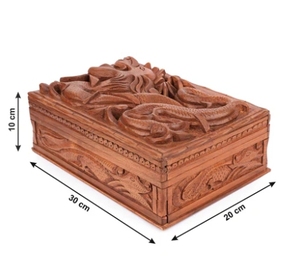 Boîte de rangement design Dragon sculpté en bois de noyer boîte de rangement avec un couvercle à charnière boîte à trésor à mémoire pour l'artisanat - Product Image 6
