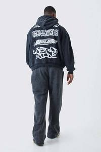 Lavado ácido de gran tamaño púrpura para Puff Print Recortado Gusset Casual Winter Logo Ecológico Transpirable Sudadera con capucha Flare Pantalones de chándal - Product Image 5