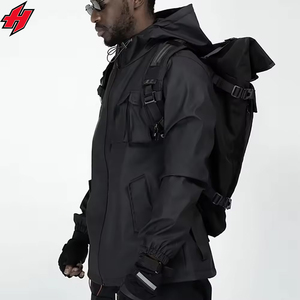 Killwinner Tech Wear Men's Leather Waterproof Outdoor Sports Bomber <b>Jackets</b> Spring Autumn Trend With Black Couple Tops - Product Image 4