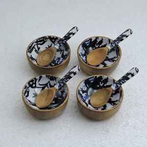 Juego de cuencos de madera acanalados apilables para ensalada, con acabado blanco lavado, de madera de mango, colección de cuencos de almacenamiento para cocina. - Product Image 2