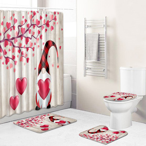 Custom Printed Valentine <b>Bathroom</b> Rug <b>Set</b> for <b>Bathroom</b> Non-Slip Shower Curtain Bath <b>Mat</b> - Product Image 2