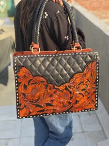 Artisan Crafted Premium Cowhide Fur Leather Soft Handle <b>Tote</b> <b>Bag</b> Back Double Pocket Handcrafted Spacious Stylish Shoulder <b>Bag</b> - Product Image 4