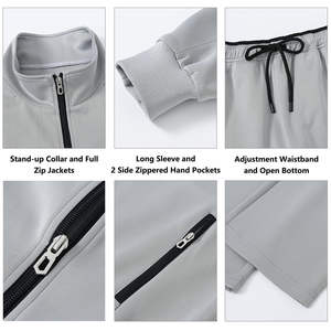 Ensemble de survêtement en molleton de coton pour homme, séchage rapide et respirant, motif uni avec fermeture éclair épaisse, survêtement personnalisable avec logo pour l'hiver - Product Image 5