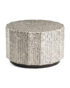 Table basse ronde moderne en incrustation de nacre avec design floral noir et artisanat vietnamien personnalisé en bois - Product Image 6