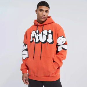 เสื้อฮู้ดพิมพ์ลายพัฟ3D น้ำหนักมากของผู้ชายเสื้อมีฮู้ดแบบสวมหัวขนาดใหญ่500 GSM ระบายอากาศได้ตามต้องการ - Product Image 1