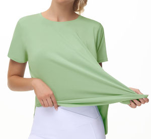 Nueva llegada de las mujeres de peso pesado de gran tamaño camiseta transpirable 100% algodón de gran tamaño de las mujeres de color - Product Image 4