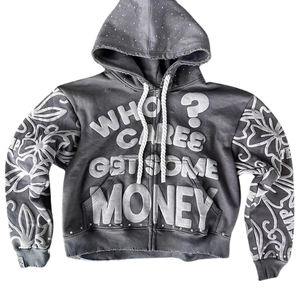 Sudadera con Capucha Personalizada de Invierno para Hombre, Lavada a la Piedra, con Estampado Puff, Lavado Ácido, Diseño Sólido, Manga Larga y Cierre de Cremallera - Product Image 1