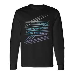 Own Your Worth Love <b>Yourself</b> Long Sleeve T-Shirt Self Care Motivational Graphic Shirt - Product Image 1