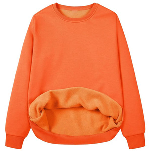 Sweat-shirt pull doux et chaud avec logo personnalisé pour femmes avec doublure polaire Technique de lavage à l'acide pour vêtements décontractés Remises sur les commandes en gros - Product Image 5