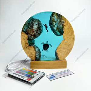 Vente en gros de nouvelles veilleuses océaniques écologiques en haute mer en bois et résine époxy de haute qualité fabriquées au Vietnam - Product Image 3