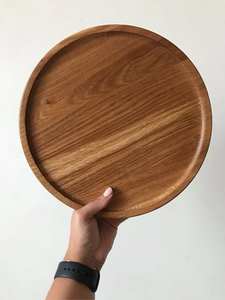 ATTRACTIVENESS Plateau de service rond en bois d'acacia personnalisable pour la cuisine, la maison ou l'hôtel Vaisselle de style classique pour la fête ou la nourriture - Product Image 3