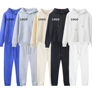 Survêtements de sport en coton pour hommes, logo personnalisé, ensemble décontracté 2 pièces, sweat-shirt et pantalon de survêtement confortables - Product Image 1