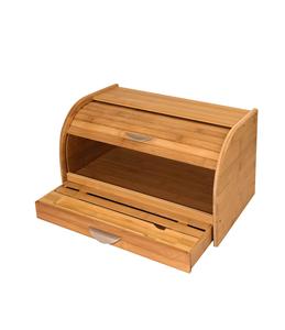 Bamboo <b>Bread</b> Box, Bamboo Retro Design Single Layer Bamboo <b>Large</b> Capacity Food Storage <b>Bin</b> - Product Image 3