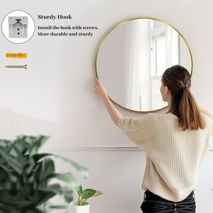 Modern Luxury Gold <b>Mirror</b> 80cm Retro Style <b>Wall</b> <b>Mirror</b> for Living Room Furniture Bathroom <b>Decor</b> Metal Large Size-Smartspace - Product Image 6