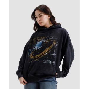 Sweat à capuche Cosmos 100% Coton Lavé, Taille XS, Tissu French Terry 400 g/m², Design vieilli sérigraphié, Techniques de broderie, Uni - Product Image 3