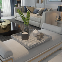 Meilleur Prix Nacre Carré Surdimensionné De Luxe Plateaux De Service avec Poignées Extra Large Plateau Ottoman pour la Nourriture du Vietnam