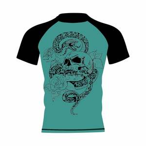 Logotipo personalizado de alta calidad al por mayor llano Jiu Jitsu Fitness camisas impresas de manga corta MMA para hombres Bjj Rashguard Rash Guard - Product Image 1