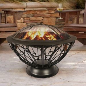 Foyer rond élégant en fer avec base de ferme vintage et zone de flamme épaisse pour un long plaisir de feu - Product Image 4