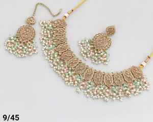 Chapado en oro antiguo hermoso impresionante circonita cúbica cristal colgante gota gargantilla collar de boda joyería con pendientes para mujer - Product Image 2