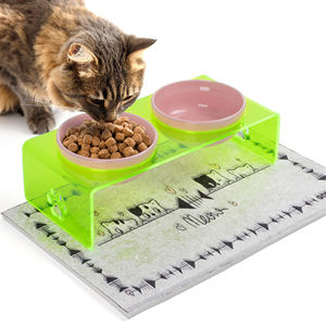 Station d'alimentation portable pour animaux de compagnie en acrylique à double bol, étanche, grande capacité, design moderne transparent, pour chats, chiens et petits animaux - Product Image 2