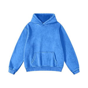 Sudaderas con capucha de lavado ácido para hombre, precio al por mayor, mezcla de algodón polar, impresión Digital, logotipo bordado, ropa de calle acogedora - Product Image 1