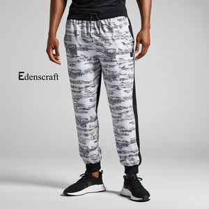 Pantalones de chándal con cordón ecológicos de lana de algodón con estampado de cintura media para hombre, pantalones cómodos para correr, gimnasio, deportes informales - Product Image 2