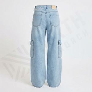 กางเกงยีนส์เอวสูงทรงตรงผ้ายืดสีตามสั่งสำหรับผู้หญิง ไซส์ XL ทรงหลวม ขาดเซอร์ๆ ระบายอากาศได้ดี มีโลโก้ ลดราคาช่วงซัมเมอร์ - Product Image 2