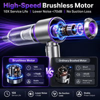 Aspirateur de voiture sans fil portable 16000Pa avec moteur sans balais 120W, mini aspirateur auto rechargeable Type C
