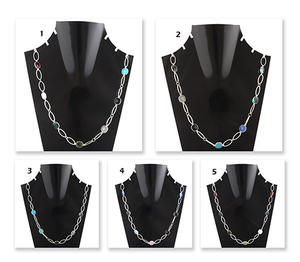 Edding Jewelry-collar de Latón chapado en plata para dama de honor, cadena de eslabones ovalada con forma de cojín, diminuto - Product Image 2