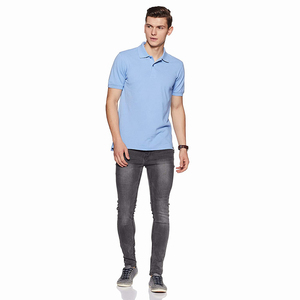 Polo pour homme de couleur bleu ciel, coupe ajustée, manches courtes, pull-over, t-shirt pour homme adulte, vêtements décontractés d'été, polo pour homme - Product Image 5