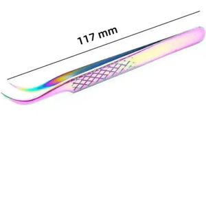 Ensemble de pinces à cils professionnelles en acier inoxydable recouvert de titane arc-en-ciel, 6 pièces, kit d'extension de cils pour usage esthétique - Product Image 5