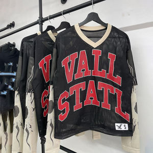 T Shirt Unisexe Micromesh Poly Blend Oversize T-shirt à manches longues Custom Mesh Double Layers Digital Print Jersey Shirt for Men - Product Image 5