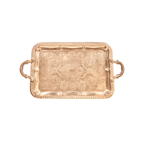 Laiton avec plateau de service en argent plaqué or rose de grande taille de qualité fine - Product Image 1