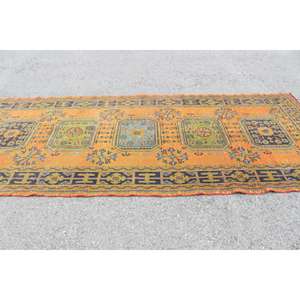 Alfombra Turca Vintage, Alfombra Grande de 4.7x11.4 pies, Alfombra Marroquí Naranja - Product Image 3