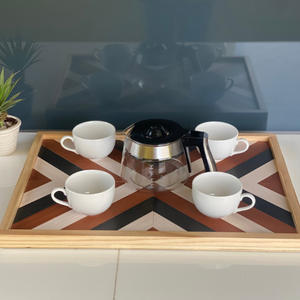 Plateau de service vintage en bois personnalisable pour café et thé pour décoration de salon - Product Image 5